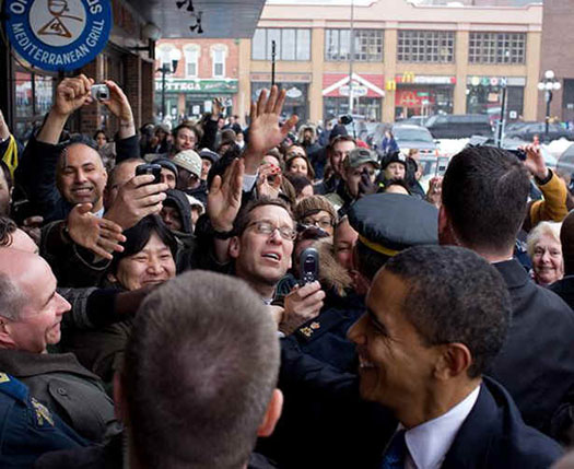 President Obama greets crowds in Ottawa’s Byward Market, February 19, 2009.