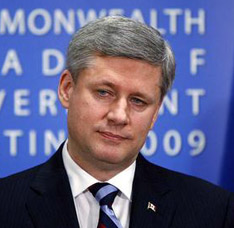 Conservative minority PM Stephen Harper at the Commonwealth Heads of Government Meeting in Port-of-Spain, Thursday, November 29, 2009. Reuters.