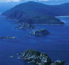 Gwaii Haanas National Park Reserve: the southern tip of Haida Gwaii with the Kerouard Islands in the foreground and Kunghit Island in the background. Nick Didlick, Vancouver Sun.