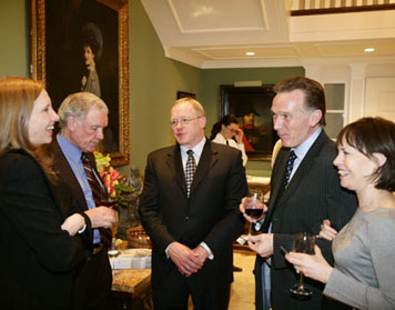 Lorne Gunter and friends, at a party at Conrad Black’s house in Toronto, March 20, 2006. Mr. Gunter is the man in, on this occasion at least, the dead centre. Photo: Ezra Levant.